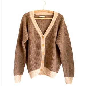Fin & Vince Merino Wool women's chunky cardigan - faded chestnut